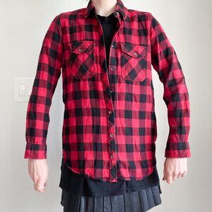 Forever 21 Red & Black Buffalo Plaid Flannel Shirt (S)